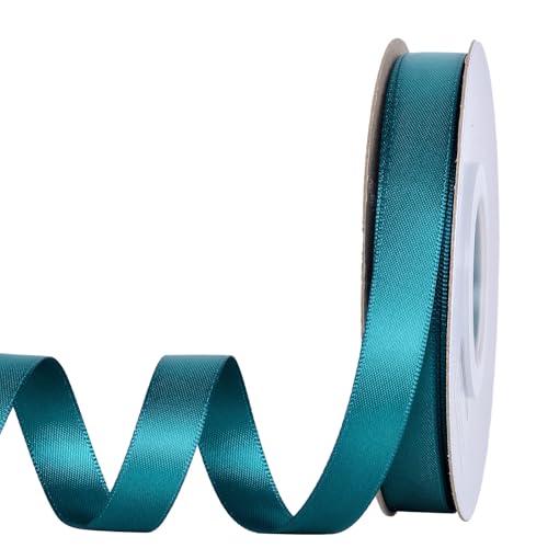 YAMA Doppelseitiges Satinband, 1,27 cm, 22,7 m, blaugrünes Satinband für Geschenkverpackungen, Basteln, Haarschleifen, Hochzeit, Party, Dekoration von YAMA