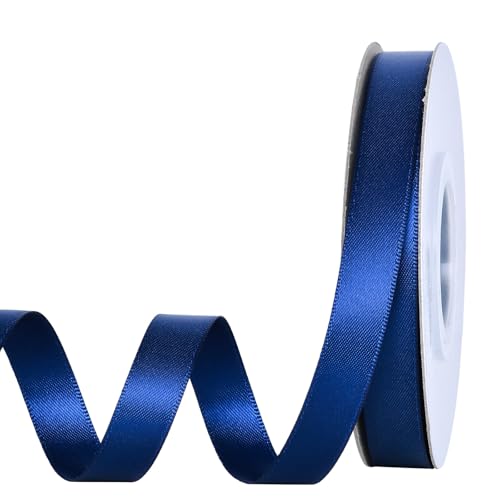 YAMA Doppelseitiges Satinband, 1,27 cm, 22,7 m, marineblaues Band für Geschenkverpackungen, Bastelarbeiten, Haarschleifen, Hochzeit, Party, Dekoration von YAMA