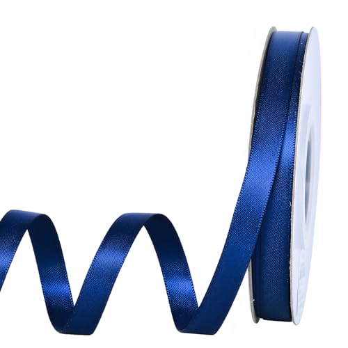 YAMA Doppelseitiges Satinband, 1,9 cm, 22,7 m, marineblaues Band für Geschenkverpackungen, Basteln, Haarschleifen, Hochzeit, Party, Dekoration von YAMA