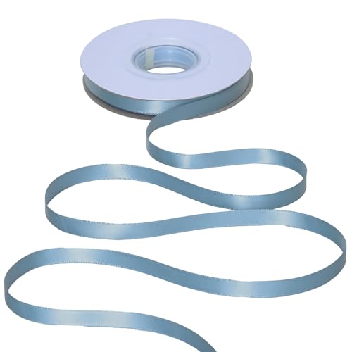 YAMA Doppelseitiges Satinband, 1,9 cm, 22,7 m, staubiges blaues Satinband für Geschenkverpackungen, Basteln, Haarschleifen, Hochzeit, Party, Dekoration von YAMA