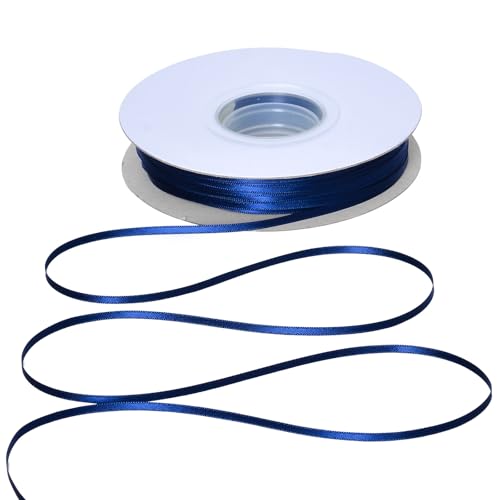 YAMA Doppelseitiges Satinband, Marineblau, 0,3 cm, 91,4 m, marineblaues Band für Geschenkverpackungen, Basteln, Haarschleifen, Hochzeit, Party, Dekoration von YAMA