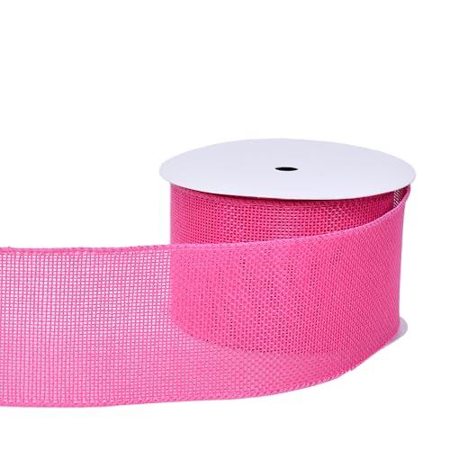YAMA Drahtband, 6,3 cm x 9,1 m, Juteband für Geschenkverpackungen, Blumenstrauß, Weihnachtsbaum, Kranzschleifen, Hot Pink von YAMA