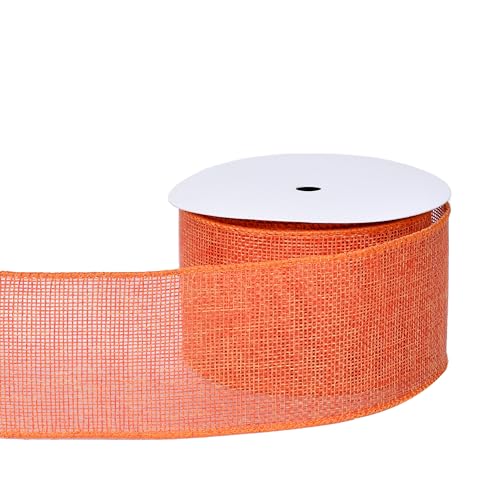 YAMA Orangefarbenes Drahtband, 6,3 cm x 9,1 m, Jutebänder für Geschenkverpackungen, Blumenstrauß, Weihnachtsbaum, Kranzschleifen von YAMA