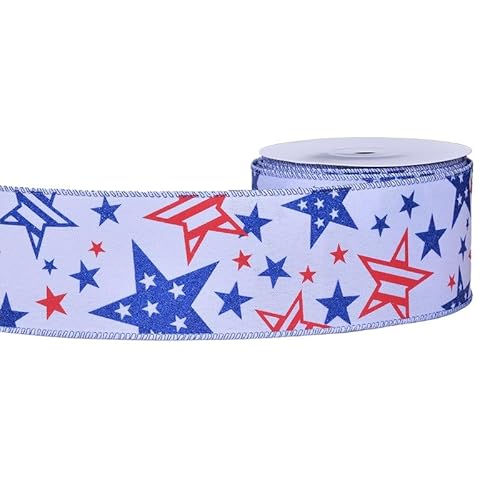 YAMA Patriotisches Band mit Draht, 1 Rolle, 9,1 m, 6,3 cm, rot, weiß und blau, Unabhängigkeitstag, Sterne, Band für Geschenkverpackungen, Kranz, Schleifen, DIY Handwerk YAMA Patriotisches Band mit Draht, 1 Rolle, 9,1 m, 6,3 cm, rot, weiß und blau, Unabhängigkeitstag, Sterne, Band für Geschenkverpackungen, Kranz, Schleifen, DIY Handwerk von YAMA