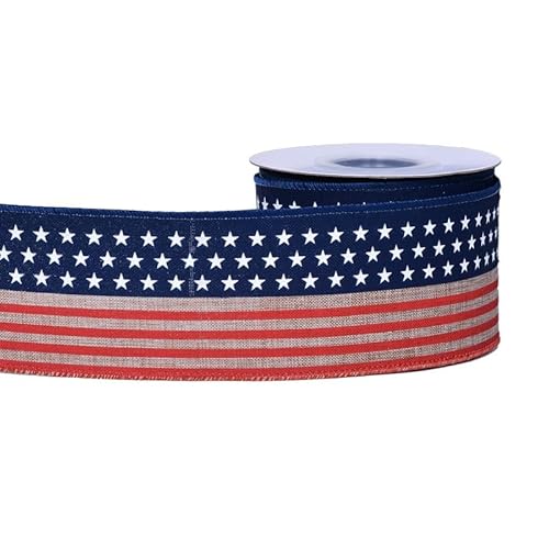 YAMA Patriotisches Band mit Draht, 1 Rolle, 9,1 m, 6,3 cm, rot, weiß und blau, Unabhängigkeitstag, Sterne, Band für Geschenkverpackungen, Kranz, Schleifen, DIY Handwerk YAMA Patriotisches Band mit Draht, 1 Rolle, 9,1 m, 6,3 cm, rot, weiß und blau, Unabhängigkeitstag, Sterne, Band für Geschenkverpackungen, Kranz, Schleifen, DIY Handwerk von YAMA
