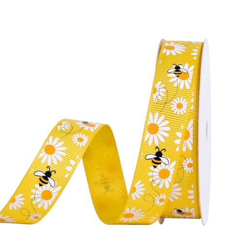 YAMA Ripsband mit Bienen-Motiv mit Hummel, Gänseblümchen, zum Basteln, Geschenkverpacken, Haarschleifen, Party-Dekoration, 1,6 cm x 9,1 m YAMA Ripsband mit Bienen-Motiv mit Hummel, Gänseblümchen, zum Basteln, Geschenkverpacken, Haarschleifen, Party-Dekoration, 1,6 cm x 9,1 m von YAMA