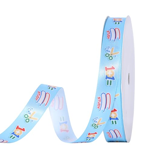 YAMA Satinband zum Basteln, Dankeschön, Lehrer, dünnes Satinband für Geschenke, buntes Schulthema für Lehrer, Wertschätzung, Geschenkverpackung, 1,6 cm x 9,7 m (D) von YAMA