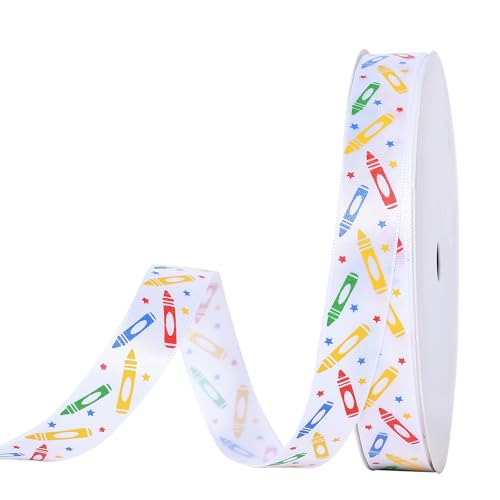 YAMA Satinband zum Basteln, Dankeschön, Lehrer, dünnes Satinband für Geschenke, buntes Schulthema für Lehrer, Wertschätzung, Geschenkverpackung, 1,6 cm x 9,7 m YAMA Satinband zum Basteln, Dankeschön, Lehrer, dünnes Satinband für Geschenke, buntes Schulthema für Lehrer, Wertschätzung, Geschenkverpackung, 1,6 cm x 9,7 m von YAMA