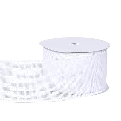 YAMA Weißes Drahtband, 6,3 cm x 9,1 m, Jutebänder für Geschenkverpackungen, Blumenstrauß, Weihnachtsbaum, Kranzschleifen YAMA Weißes Drahtband, 6,3 cm x 9,1 m, Jutebänder für Geschenkverpackungen, Blumenstrauß, Weihnachtsbaum, Kranzschleifen von YAMA
