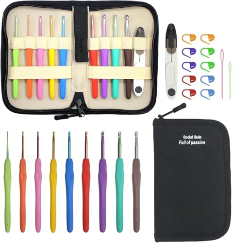 YAMAXIN Häkelset und Häkelnadel Set 2.0-6.0mm für Anfänger-8 Stück Wal, Küken, Pinguin, Biene, Frosch, Oktopus, Starter Amigurumi Strickset und Garn Craft Kits (Hakensatz 2.0-6.0mm) von YAMAXIN
