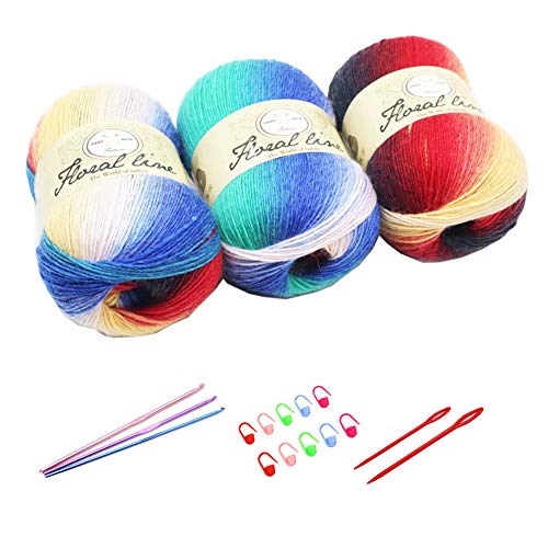 YAMEE 3 Stück 100 g Handstrickgarn Farbverlauf Wolle zum Stricken Farbverlaufswolle Häkelgarn Stricken Garn Hand Gestrickt Garn Weberei Garn mit Häkelhaken und Häkelgarn Set YAMEE 3 Stück 100 g Handstrickgarn Farbverlauf Wolle zum Stricken Farbverlaufswolle Häkelgarn Stricken Garn Hand Gestrickt Garn Weberei Garn mit Häkelhaken und Häkelgarn Set von YAMEE