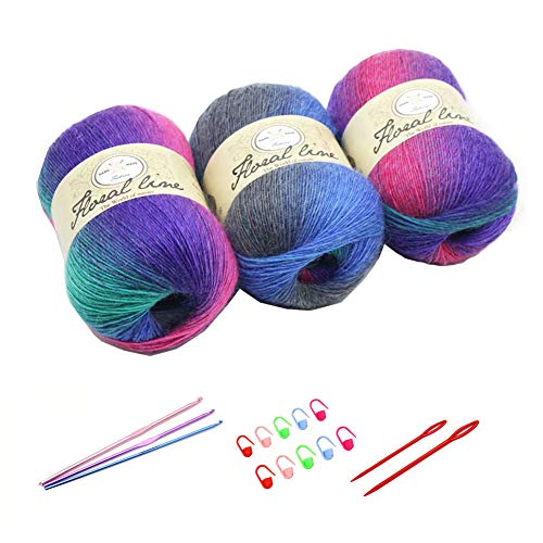 YAMEE 3 Stück 100 g Handstrickgarn farbverlauf wolle zum stricken Farbverlaufswolle Häkelgarn Stricken Garn Hand Gestrickt Garn Weberei Garn mit Häkelhaken und Häkelgarn Set YAMEE 3 Stück 100 g Handstrickgarn farbverlauf wolle zum stricken Farbverlaufswolle Häkelgarn Stricken Garn Hand Gestrickt Garn Weberei Garn mit Häkelhaken und Häkelgarn Set von YAMEE