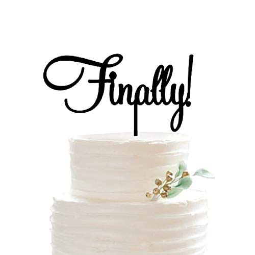 Finally Cake Topper - Verlobung Hochzeit Jahrestag Dekoration Tortenaufsatz schwarz von YAMI COCU