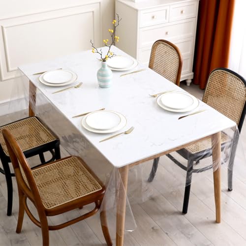 Tischfolie Durchsichtig, Tischdecke Transparent, PVC Transparente Tischdecke, Wasserdicht Abwaschbar Folie Fettdicht Tischschutzfolie, Eckig Glasklar Schutztischdecke (150x180cm) von YANAYANA