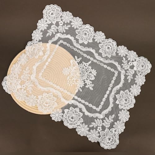 Bestickte Tischsets, 4 Stück, Netzstoff, bestickte Spitze, Nachttisch, Schrank, Dekoration, Foto-Requisiten, 40 x 50 cm Bestickte Tischsets, 4 Stück, Netzstoff, bestickte Spitze, Nachttisch, Schrank, Dekoration, Foto-Requisiten, 40 x 50 cm von YANCHIPANGHE