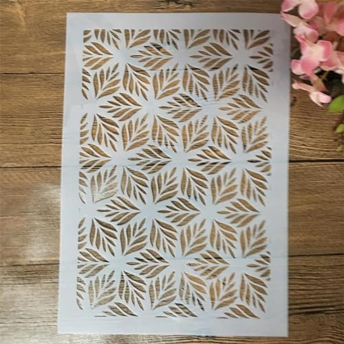 Holzmalschablonen, A4, 29 cm, Zacate-Blatt-Textur, wiederverwendbare Malschablonen für Holzarbeiten, Leinwand, Heimdekoration von YANCHIPANGHE
