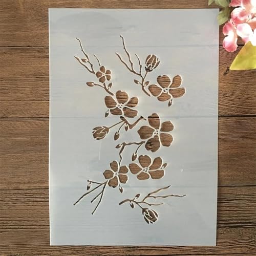 Malschablonen für Holz, A4, 29 cm, Pflaumenzweig, wiederverwendbar, für Holzarbeiten, Leinwand, Heimdekoration von YANCHIPANGHE