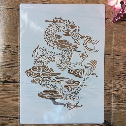 Malschablonen für Holz, A4, 29 cm, chinesischer Drache, wiederverwendbar, für Holzarbeiten, Leinwand, Heimdekoration Malschablonen für Holz, A4, 29 cm, chinesischer Drache, wiederverwendbar, für Holzarbeiten, Leinwand, Heimdekoration von YANCHIPANGHE