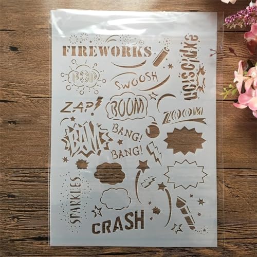 Malschablonen für Holz, A4, 29 cm, wiederverwendbare Feuerwerks-Schablonen für Holzarbeiten, Leinwand, Heimdekoration Malschablonen für Holz, A4, 29 cm, wiederverwendbare Feuerwerks-Schablonen für Holzarbeiten, Leinwand, Heimdekoration von YANCHIPANGHE