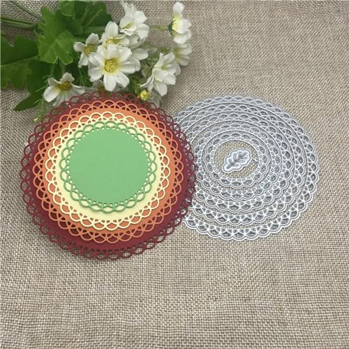 Schablonen zur Kartenherstellung, 12,1 x 12,1 cm, kreisförmiger Rahmen, Metall-Stanzform, rundes Loch, Etikett, Etikett, Scrapbooking, Papierhandwerk von YANCHIPANGHE