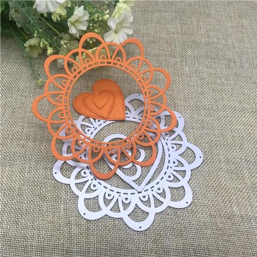 Schablonen zur Kartenherstellung, 12,3 x 12,3 cm, Spitzenkranz, Liebesrahmen, Dekoration, Metall-Stanzformen für Scrapbooking, Album, Prägung, Papier, Karten, dekoratives Handwerk von YANCHIPANGHE