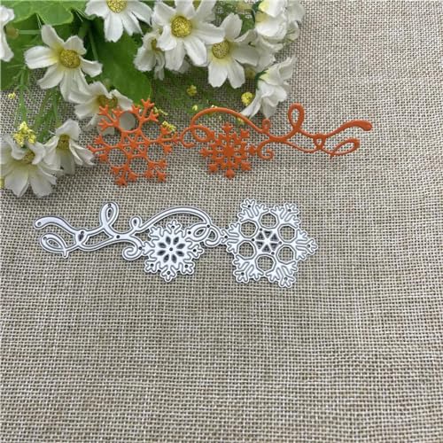 Schablonen zur Kartenherstellung, 12,4 x 4,2 cm, Schneeflockenrahmen, Spitze, Metall, Stanzformen für Scrapbooking, dekorative Prägung, Handarbeitsvorlage von YANCHIPANGHE