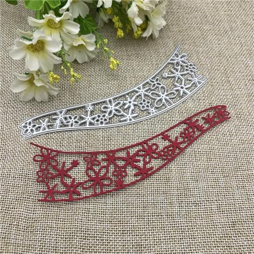 Schablonen zur Kartenherstellung, 13,2 x 3,4 cm, Blumenspitze, Metall-Stanzform, rundes Loch, Etikett, Etikett, Scrapbooking, Papierhandwerk von YANCHIPANGHE