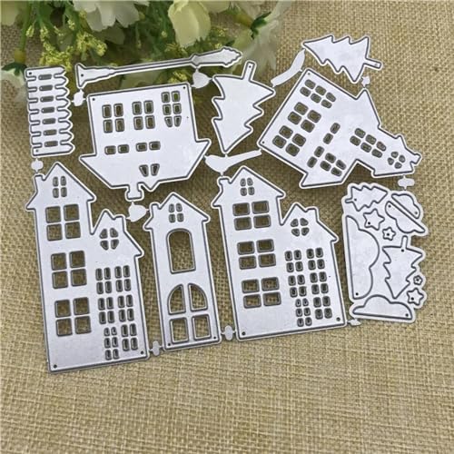 Schablonen zur Kartenherstellung, 13,9 x 10,9 cm, Stadtbau, Metall, Schablone, Dekoration, Scrapbooking, Stanzformen, Album, Papierhandwerk von YANCHIPANGHE