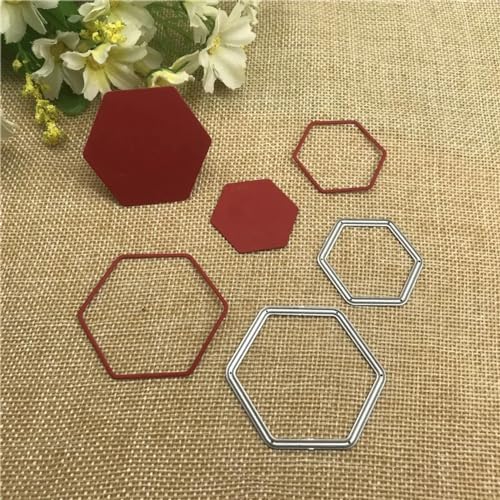 Schablonen zur Kartenherstellung, 4,9 x 4,4 cm, sechseckiger Rahmen, Dekoration, Metall-Stanzformen für Scrapbooking, Alben, Prägung, Papierkarten, dekoratives Handwerk von YANCHIPANGHE