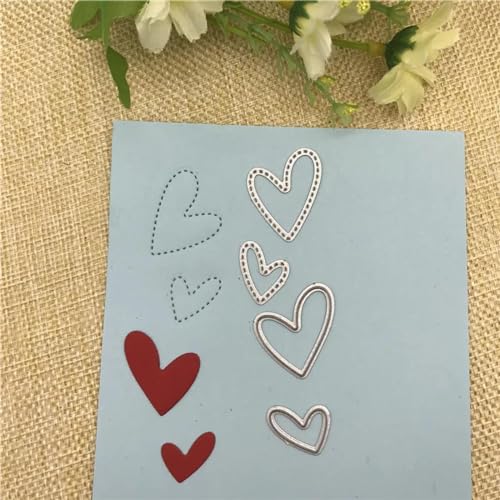 Schablonen zur Kartenherstellung, 4 Stück, 2,6 x 3,0 cm, Herz-Metall-Stanzformen, Schablonen, Scrapbooking, dekorative Prägeschablonen, Papierkarten-Vorlagen von YANCHIPANGHE