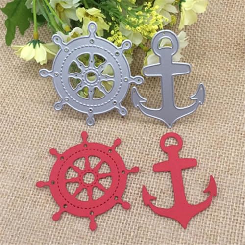 Schablonen zur Kartenherstellung, 7,2 x 7,2 cm, Motiv: Segelanker, Schiff, Metall, Schablone, Dekoration, Scrapbooking, Stanzformen, Album, Papierhandwerk von YANCHIPANGHE