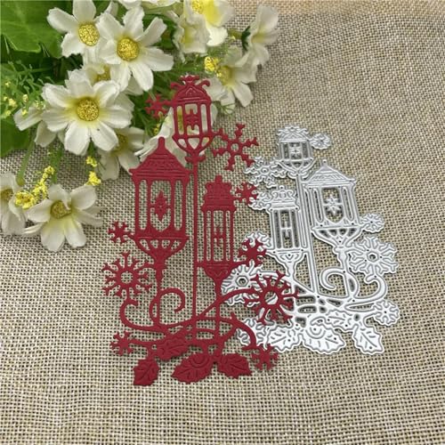 Schablonen zur Kartenherstellung, 7,6 x 11,6 cm, Straßenlaterne, Schnee, Weihnachten, Metall-Stanzformen für Scrapbooking, dekorative Prägung, Handarbeitsvorlage von YANCHIPANGHE