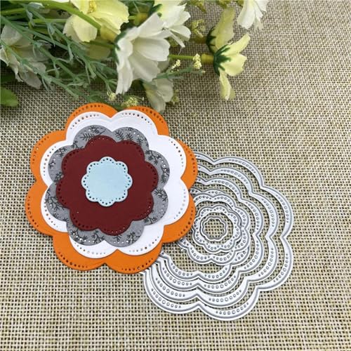 Schablonen zur Kartenherstellung, 7 Stück, 8 x 8 cm, Blumenform, Metall-Stanzformen, Schlüsselanhänger, Herz, Papier, Schlüsselanhänger, Scrapbooking, Papierbasteln von YANCHIPANGHE