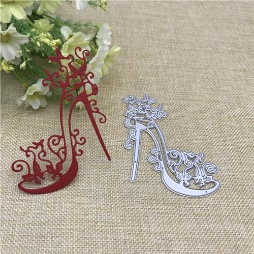 Schablonen zur Kartenherstellung, 8,5 x 7,5 cm, High Heels, Spitze, Metall, Stanzform für Scrapbooking, Fotoalbum, dekorative Prägeschablonen, Papierkarten, Schablonen von YANCHIPANGHE