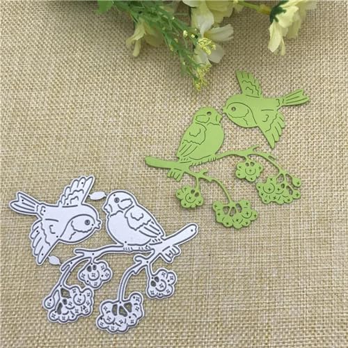 Schablonen zur Kartenherstellung, 8 x 6,6 cm, Vögel auf dem Baum, Metall-Stanzform, Schlüsselanhänger, Herz, Papier, Schlüsselanhänger, Scrapbooking, Papierbasteln von YANCHIPANGHE