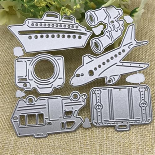 Schablonen zur Kartenherstellung, 9,8 x 8,2 cm, Reise-Set, Metall-Stanzformen, Schablonen, Scrapbooking, dekorative Prägeschablonen, Papierkarten-Vorlagen von YANCHIPANGHE