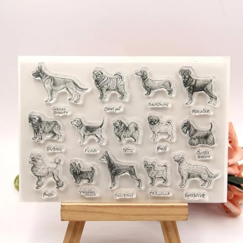 Silikonstempel, Kartenherstellung, 11 x 16 cm, Hunde-Set, transparent, transparent, Silikonstempel für Scrapbooking, Kartenherstellung, dekorative Blätter Silikonstempel, Kartenherstellung, 11 x 16 cm, Hunde-Set, transparent, transparent, Silikonstempel für Scrapbooking, Kartenherstellung, dekorative Blätter von YANCHIPANGHE