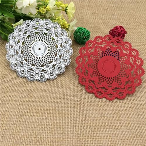 Stanzformen, Schablonen, Kartenherstellung, 10,5 x 10,5 cm, runder Spitzenrahmen, Metall-Stanzformen, Form mit rundem Loch, Etikett, Etikett, Scrapbooking, Papierhandwerk Stanzformen, Schablonen, Kartenherstellung, 10,5 x 10,5 cm, runder Spitzenrahmen, Metall-Stanzformen, Form mit rundem Loch, Etikett, Etikett, Scrapbooking, Papierhandwerk von YANCHIPANGHE