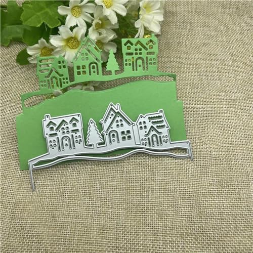 Stanzschablonen, 12 x 5,4 cm, Weihnachtshaus, Metall-Stanzform, rundes Loch, Etikett, Etikett, Scrapbooking, Papierhandwerk Stanzschablonen, 12 x 5,4 cm, Weihnachtshaus, Metall-Stanzform, rundes Loch, Etikett, Etikett, Scrapbooking, Papierhandwerk von YANCHIPANGHE