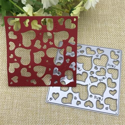 Stanzschablonen, 7,9 x 7,9 cm, quadratisch, Liebe, Blume, Herz, Rahmen, Metall-Stanzformen für Scrapbooking, Album, Prägung, Papier, Karten, dekoratives Handwerk Stanzschablonen, 7,9 x 7,9 cm, quadratisch, Liebe, Blume, Herz, Rahmen, Metall-Stanzformen für Scrapbooking, Album, Prägung, Papier, Karten, dekoratives Handwerk von YANCHIPANGHE