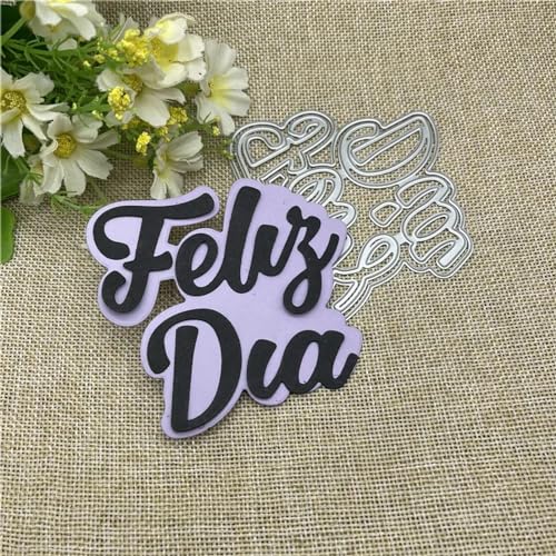 Stanzschablonen für Karten, 9 x 8,2 cm, spanische "Happy Birthday"-Metall-Stanzform, rundes Loch, Etikett, Etikett, Scrapbooking, Papierhandwerk Stanzschablonen für Karten, 9 x 8,2 cm, spanische "Happy Birthday"-Metall-Stanzform, rundes Loch, Etikett, Etikett, Scrapbooking, Papierhandwerk von YANCHIPANGHE