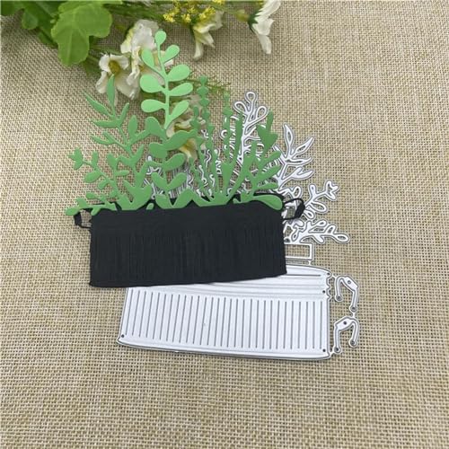 Stanzschablonen für Scrapbooking, 14,1 x 11,2 cm, Blumentopfrahmen, Metall-Stanzformen für Scrapbooking, dekorative Prägung, Handarbeitsvorlage von YANCHIPANGHE