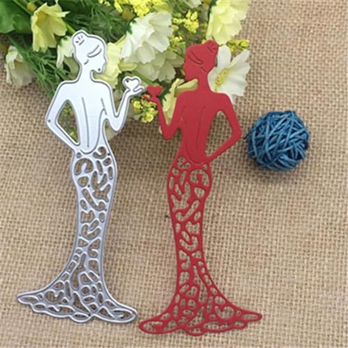 Stanzschablonen für Scrapbooking, 6,3 x 13,8 cm, Motiv: Kleid und Mädchen, Metall-Stanzform, rundes Loch, Etikett, Etikett, Scrapbooking, Papierhandwerk von YANCHIPANGHE