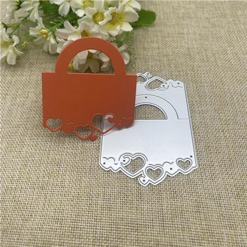 Stanzschablonen für Scrapbooking, 6,7 x 10,1 cm, Herz-Taschen-Aufsatz, Spitze, Hintergrund, Metall-Stanzformen für Scrapbooking, dekorative Prägung, Handarbeitsvorlage von YANCHIPANGHE