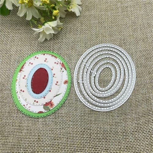 Stanzschablonen für Scrapbooking, 6,8 x 5,6 cm, ovale Metall-Stanzform, rundes Loch, Etikett, Etikett, Scrapbooking, Papierbasteln Stanzschablonen für Scrapbooking, 6,8 x 5,6 cm, ovale Metall-Stanzform, rundes Loch, Etikett, Etikett, Scrapbooking, Papierbasteln von YANCHIPANGHE
