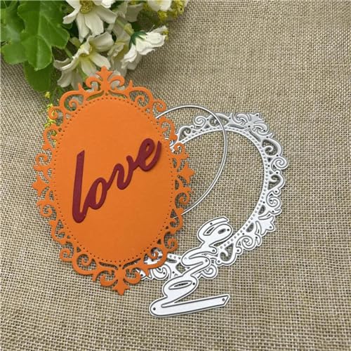 Stanzschablonen für Scrapbooking, 8,7 x 12 cm, Spitze, Liebe, Metall-Stanzform, rundes Loch, Etikett, Etikett, Scrapbooking, Papierhandwerk von YANCHIPANGHE