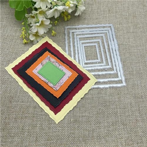 Stanzschablonen für Scrapbooking, 8,8 x 12 cm, quadratischer Rahmen, Metall-Stanzformen, runde Löcher, Etiketten, Etiketten, Scrapbooking, Papierbasteln von YANCHIPANGHE