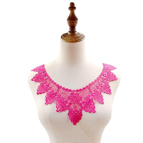 Stickerei-Aufnäher, Spitzenstickerei, Corsage, Kragen, hohl, falscher Kragen, Stoffaufnäher, Zubehör, Rosenrot von YANCHIPANGHE