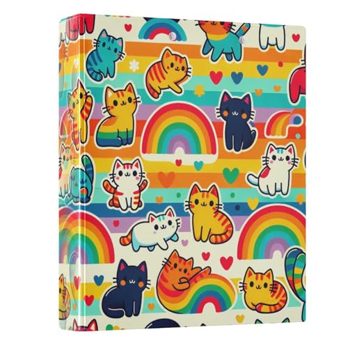 YANENDIE 3-Ringbuch mit niedlichen Regenbogen-Katzen, 3,8 cm, runde Ringe für 200 Blatt, robustes 3-Ringbuch mit Klemmbrett für Heimbürobedarf YANENDIE 3-Ringbuch mit niedlichen Regenbogen-Katzen, 3,8 cm, runde Ringe für 200 Blatt, robustes 3-Ringbuch mit Klemmbrett für Heimbürobedarf von YANENDIE