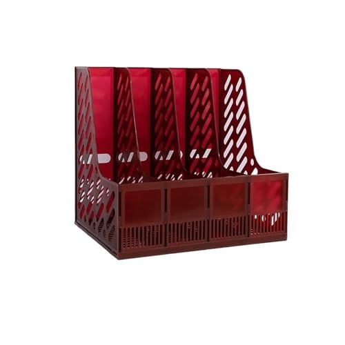 YANG11FAN Aktenhalter Retro Mesh Zeitschriftenablage Halter, 4 Fächer Aktenregal Büro Schreibtisch Buchsortierer Ordner Organizer(Red) von YANG11FAN
